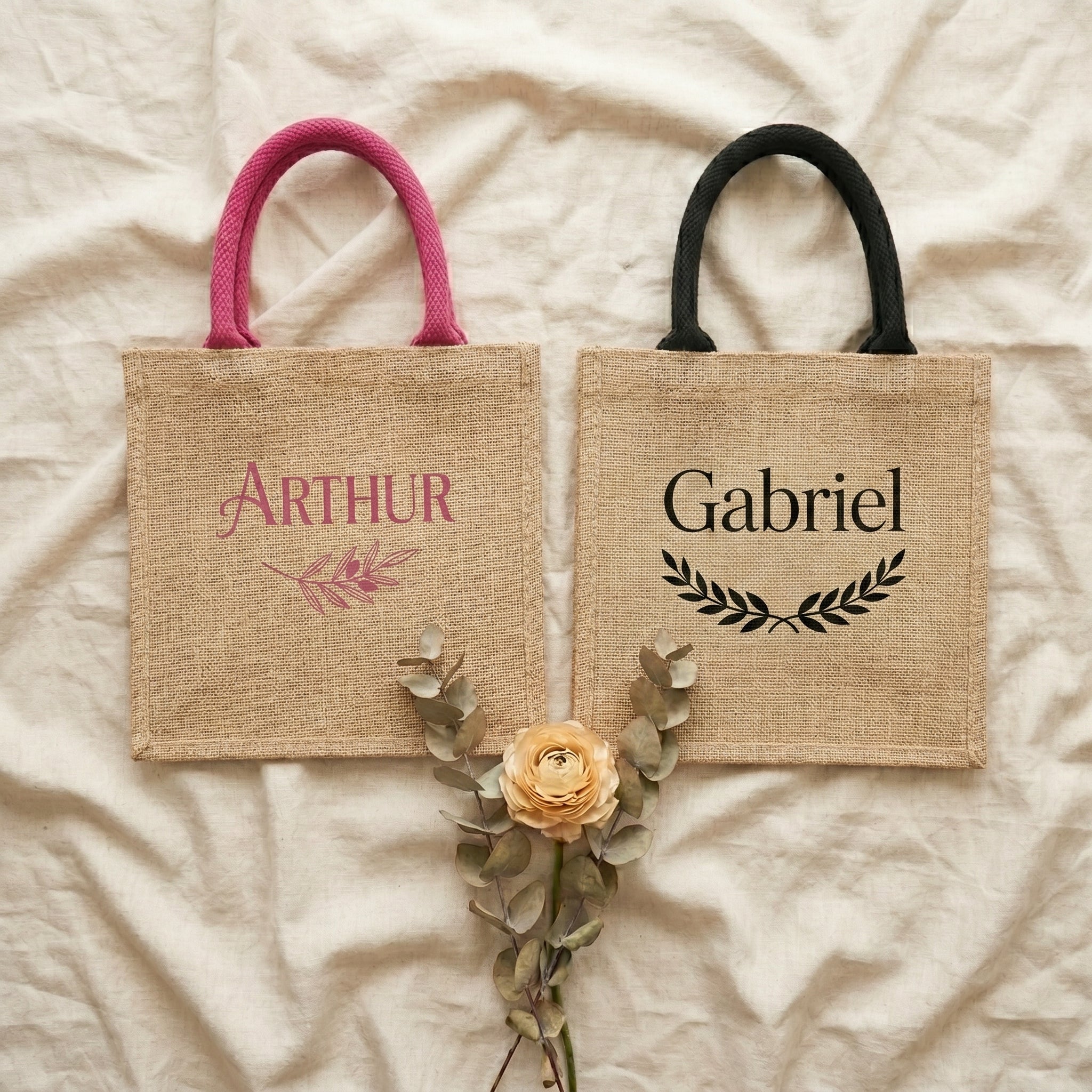 Sac en toile de jute personnalisé - Cadeau EVJF demoiselle d'honneur anniversaire fête des mères